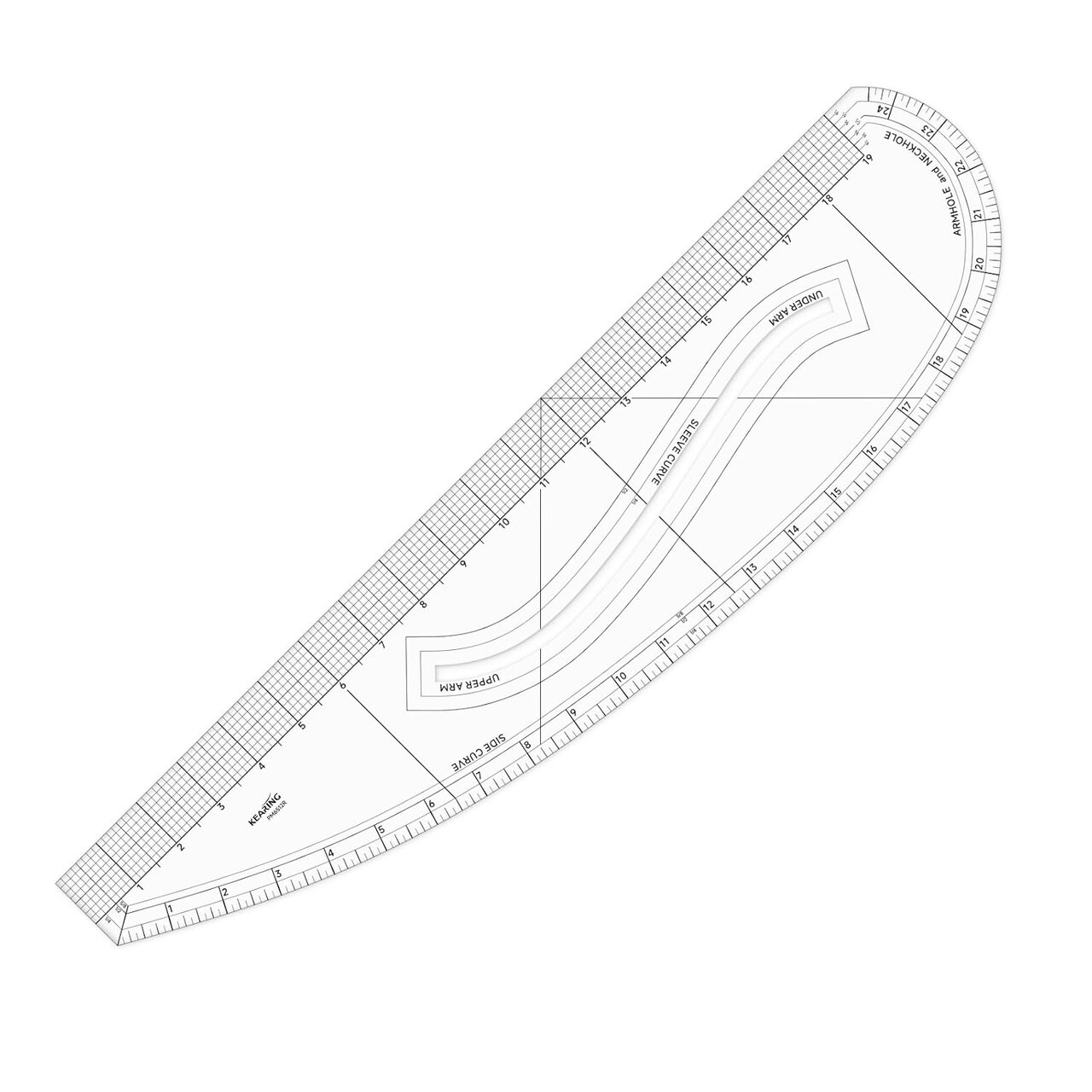 Kearing® Pattern Master Ruler 16" or 24", Sewing Curve Ruler, Multi-Purpose Designer Ruler, Side Curve, Armhole & Neckhole, Sleeve Curve, Upper & Under Arm Ruler for Sewing, Design, Quilting, Dressmaking